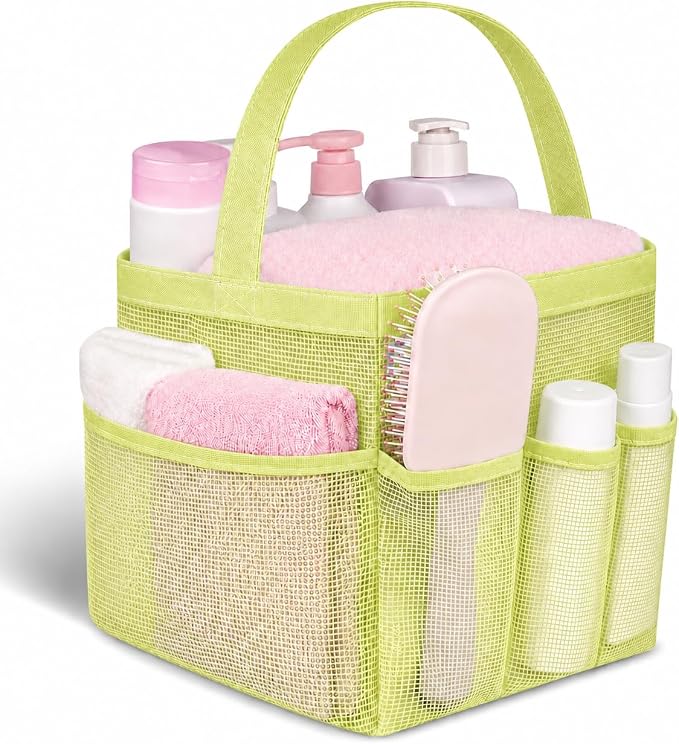 Attmu Mesh Shower Caddy Portable for College Dorm Room Camping Essentials, Shower Caddy Dorm with 9-Pockets, Large Capacity Hanging Basket Bathroom Bag for Toiletry, Swimming, Gym, Camp, Beach