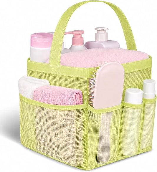 Attmu Mesh Shower Caddy Portable for College Dorm Room Camping Essentials, Shower Caddy Dorm with 9-Pockets, Large Capacity Hanging Basket Bathroom Bag for Toiletry, Swimming, Gym, Camp, Beach