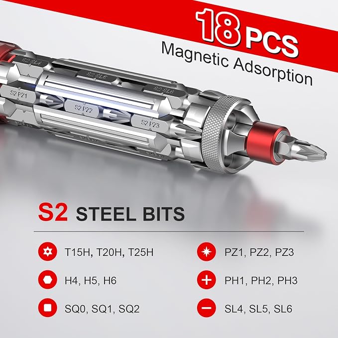 JOREST 19 in 1 Multi Screwdriver, EDC Screwdriver for Computer, Home Repair | Magnetic Multitool Screwdriver with Torx Phillips Hex Flathead, Tool Gifts for Carpenter Technicians, Engineers, DIY Lovers