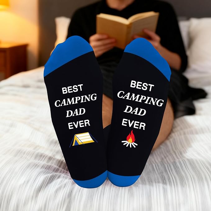 Fathers Day dad gifts christmas Birthday Best Dad Ever Funny Outdoor Hobby Sports Themed Novelty Socks Gift for Men