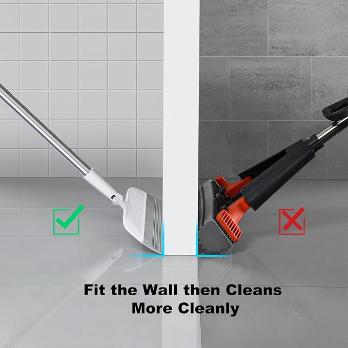 Rubber Floor Squeegee Broom for Pet Hair, 51.77" Long Handle | Multi-Surface Cleaner for Laminate, Carpet, Hardwood, Tile, Windows, Mirrors and Rugs