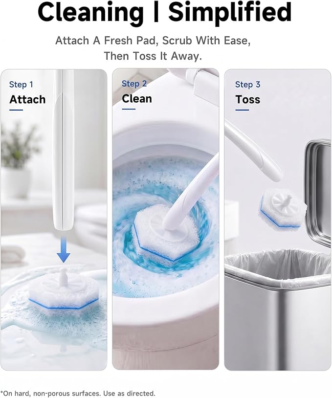 50 Count Toilet Wand Refills for Clorox, 5X Cleaning Power Toilet Bowl Wand Refills & High-Density Disposable Toilet Brush Scrubber - No Falling Apart, Instant Foam for Bathroom Cleaning