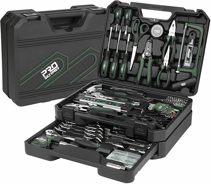 Prostormer 269-Piece Tool Set, Full Household Tool Kit, Green | Essential Tools for Home, Auto, Mechanics, Daily Repair Works, with Upgraded Tool Box
