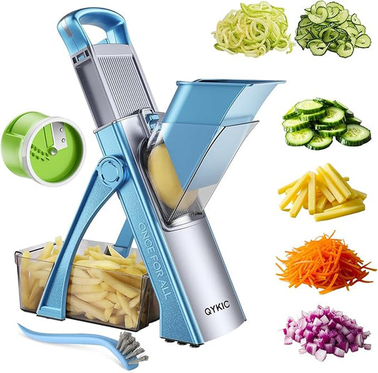 QYKIC Upgrade Safe Mandoline Slicer for Kitchen, Vegetable Chopper Slicer, Potato Slicer Thickness Adjuster, Veggie Onion Dicer for Quick Meal Prep