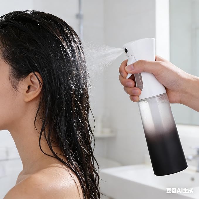ZALUJMUS Ultra Fine Mist Spray Bottle, 50ml Continuous Sprayer, Plastic Reusable Container for Hair, Travel Size, Hand Wash Care, Sport Theme (Black)