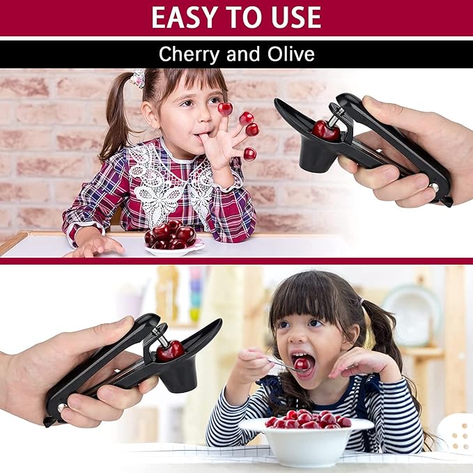 Cherry Pitter - Space-Saving Lock Design Olive Corer Tool | Non-Slip Soft-touch Handle,Dishwasher Safe Cherries Stoner Seed Remover Tool for Make Cherry Jam