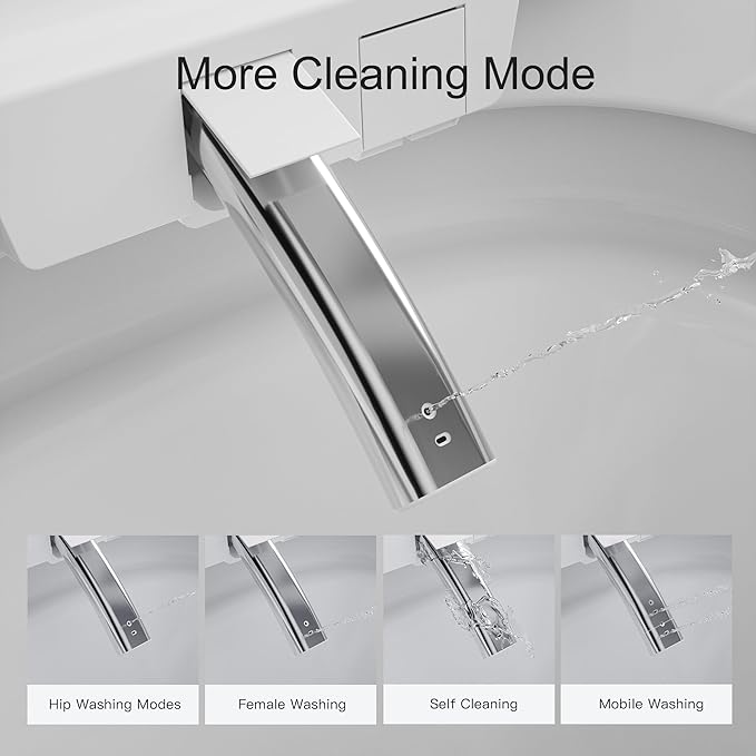 Smart Toilet, One Piece Bidet Toilet for Bathrooms, Toilets with Warm Water Sprayer & Dryer, Foot Sensor Operation, Heated Bidet Seat, Tankless Toilets with Fahrenheit LED Display