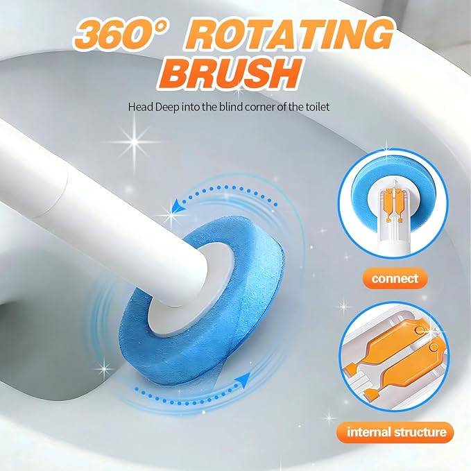 SOPAMI Disposable Toilet Brush with 32 Refills Deep Cleaning Touch Free | Auto Lid Opener Wall-Mounted Toilet Wand Kit for Deep Cleaning Bathroom Touch Free Access Toilet Bowl Cleaner