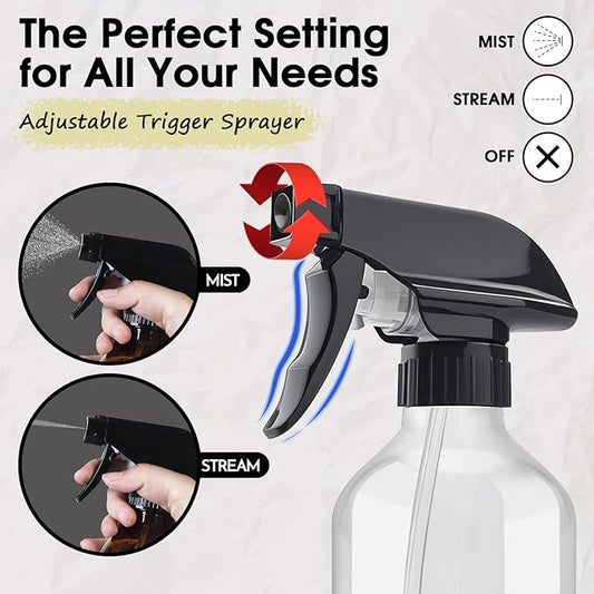 AMORIX Plastic Spray Bottles 2 Pack 360° Water Spray Bottle for Cleaning 10 oz/300 ml Upside Down Spray Bottle Small Mister Squirt Bottle with Adjustable Nozzle for Hair, Cooking, Plant, Pet
