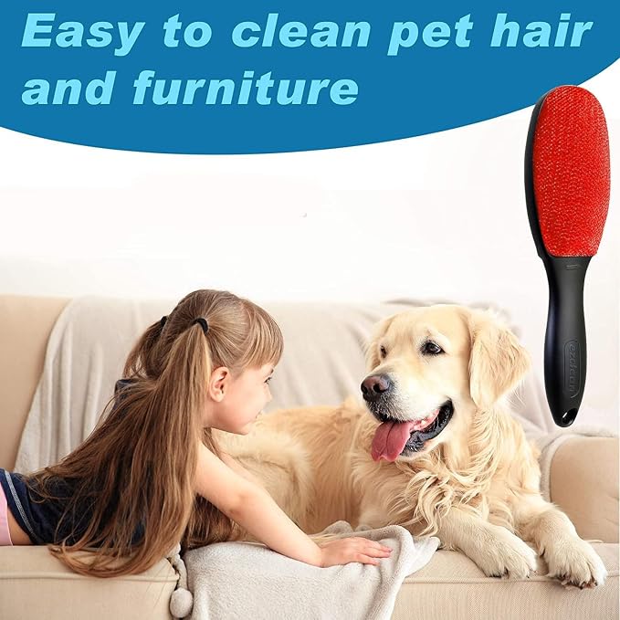 4-Pack Red Color Velvet Lint Brush for Clothes Furniture Couch, Pet Hair Remover, Reusable Double Sided Fabric Brush