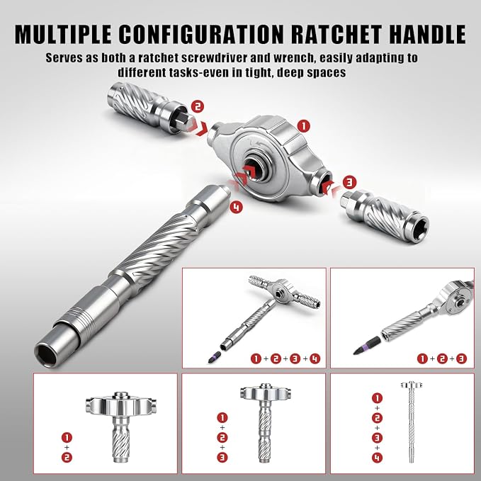 Ratchet Screwdriver Set, magnetic Screwdriver sets, S2 Steel Bits, DIY Combination Flexible Shaft, Suitable for Furniture Assembly, Precision Electrical Appliance Repair, Bicycle Tools