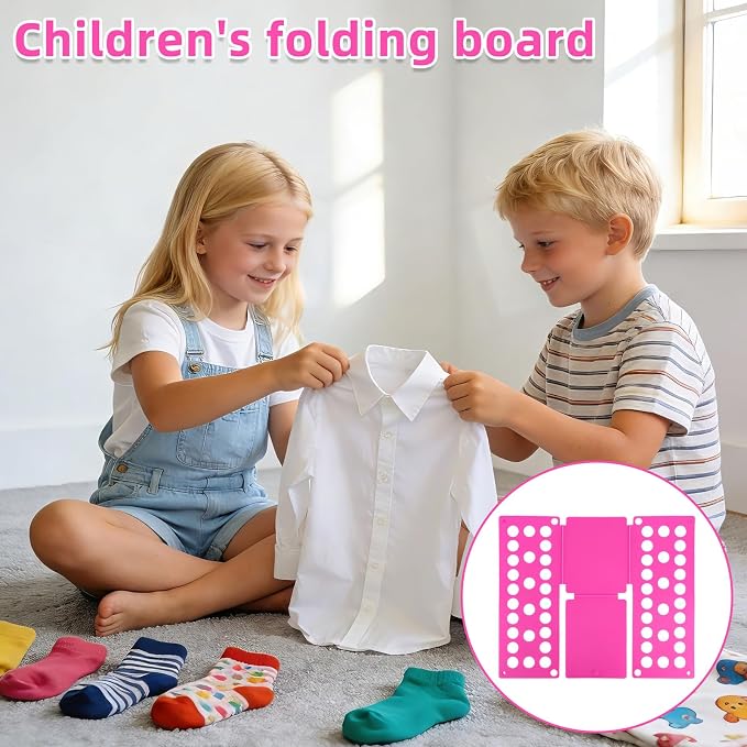 Kids Clothes Folding Board, Small Size Plastic Laundry Folder for Children Quick & Easy Foldable Tool for T-Shirts Pants Pajamas Home Storage Organizer