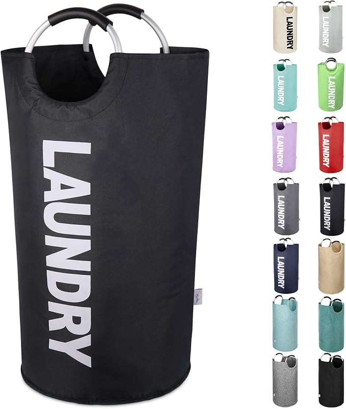 Large Laundry Basket, Laundry Hamper Bag with Handles, 115L Black | Freestanding Tall Dirty Clothes Hamper, Collapsible and Portable Laundry Bin for Dorms and Bedrooms, Thick, Sturdy Fabric