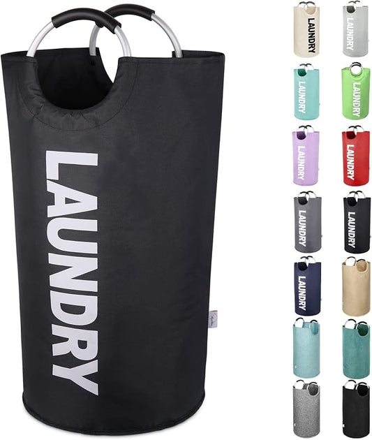 Large Laundry Basket, Laundry Hamper Bag with Handles, 115L Black | Freestanding Tall Dirty Clothes Hamper, Collapsible and Portable Laundry Bin for Dorms and Bedrooms, Thick, Sturdy Fabric