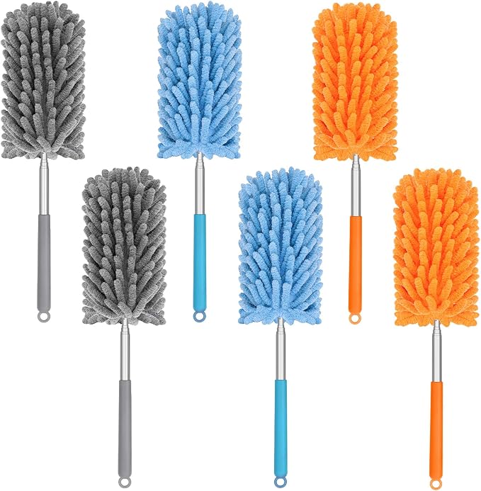 Mini Duster for Cleaning, 360° Bendable Hand Dusters with Extension Pole, Washable Small Duster for Car Interior, Office, Furniture