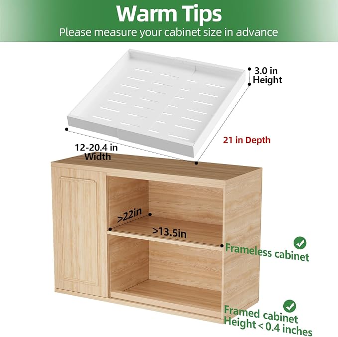 PAKETA 4 Pack Expandable Pull Out Cabinet Organizer,21" Deep | Pull Out Drawers for Cabinets with width from 12" to 20",Sliding Drawers for Cabinets with Upgrade 3 Slide Rails,hold 65 lbs