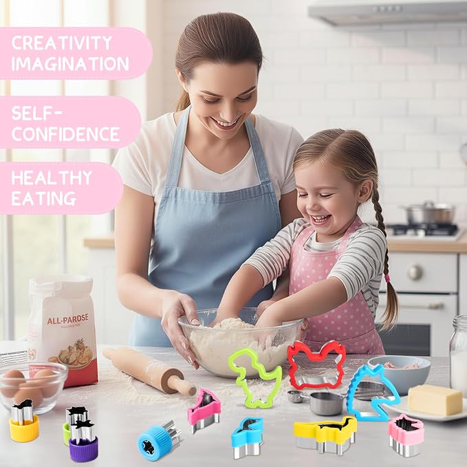 Toddler Knife Set, Kids Knife Set for Real Cooking with Vegetable Fruit Cutter Shapes Cutting Board Kid Safe Knives, Montessori Toys for Toddler Kitchen Tools Girl Boy Chirstmas Birthday Gifts