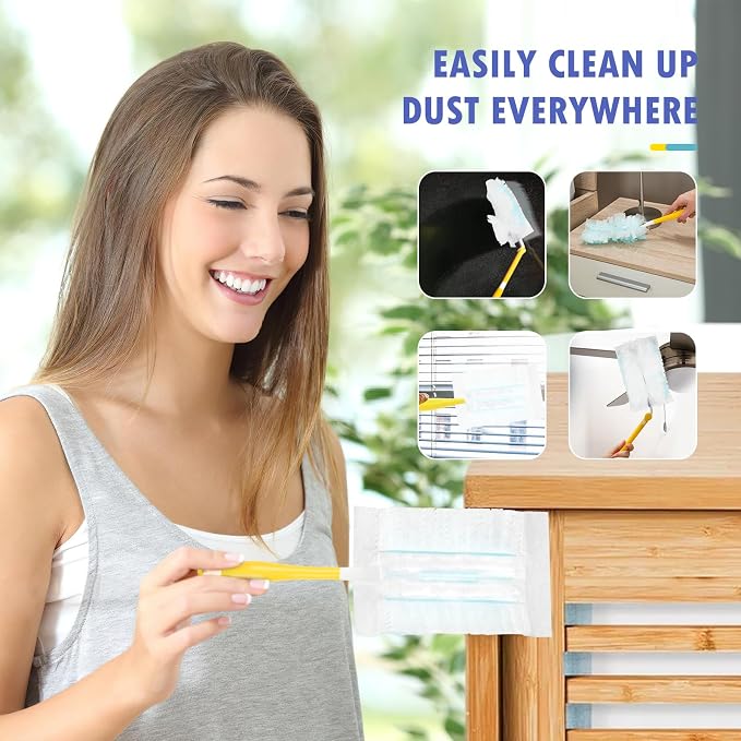 30 Count Duster Refills Compatible with Dusters 180° Handle Dusters | 180° Heavy Duty Multi-Surface Duster Replacement with 1 Standard Handle, Unscented