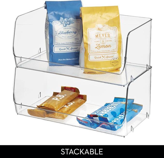 iDesign Stackable Open-Front Storage Bins, Set of 6, Clear | Kitchen and Pantry Organization