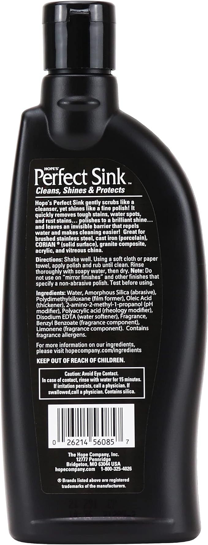 HOPE'S Perfect Sink 8.5 oz Sink Cleaner and Polish, Restorative, Water-Repellant Formula, Stain Remover, Good for Stainless Steel, Cast Iron, Porcelain, Corian, Composite, 12 Pack