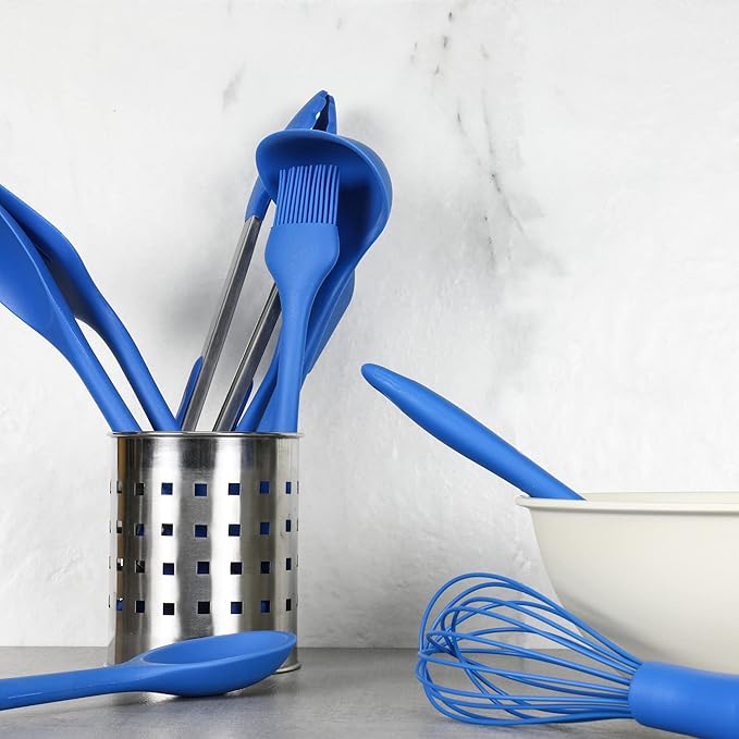 Chef Craft Premium Silicone Cooking Tongs, 12 inch, Blue