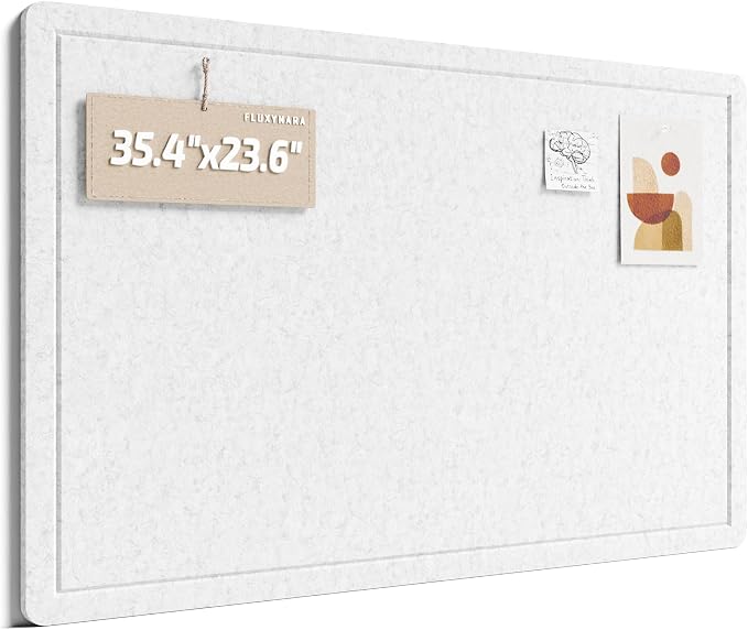 Fluxynara 35.4" x 23.6" Bulletin Board, Light Gray | Cork Board Alternative with 12 Removable Adhesive Tabs, Foldable Felt Pin Board for Home, Office, Classroom & Dorm