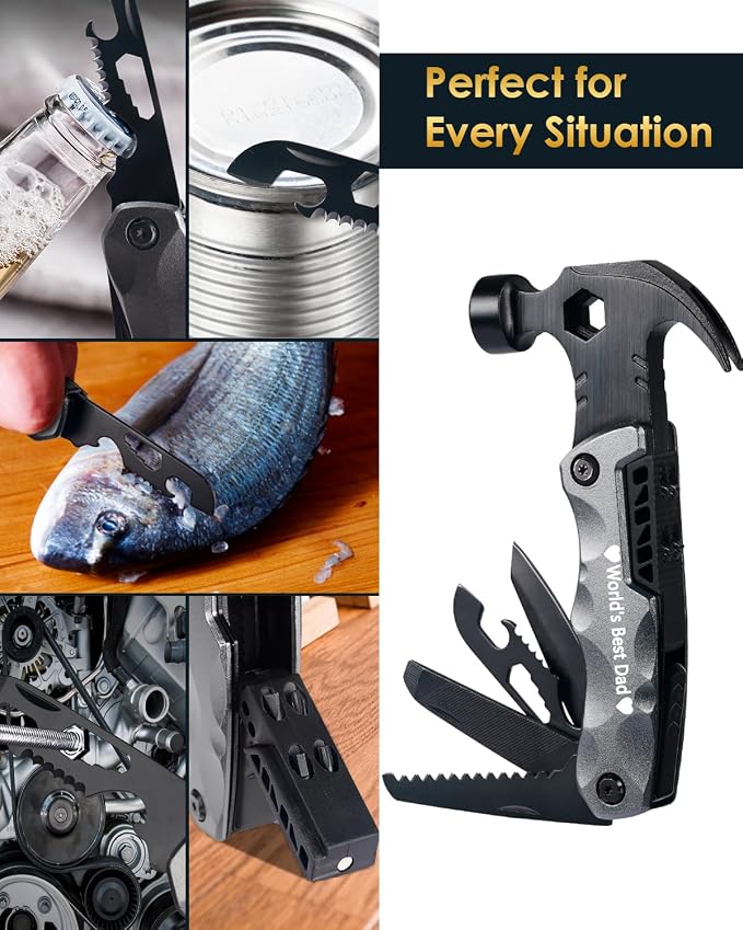 Mens Gifts Camping Tools Gadgets, Multitool Hammer Gift for Dad Boyfriend | Christmas Stockings Stuffers Gifts for Men Dad, Camping Outdoor Gadgets, Unique Idea Present for Women Adult Birthday Holiday