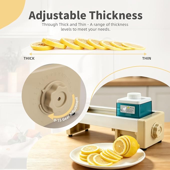Safe Mandoline Slicer for Kitchen, 0-15 Gears Thickness Adjustable Commercial Food Slicer, Easy & Fast Vegetable Fruit Cutter for Food Prep, Heavy Duty Potato Slicer for Chips