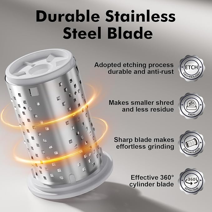 GDL Cheese Grater Hand Crank, Kitchen Rotary Grater Handheld, Dishwasher Safe Parmesan Cheese Grater with Stainless Steel Blade for Hard Cheese,Chocolate,Nuts (White+Grey)