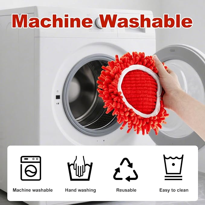 6 Pack Chenille Duster Mop Head Compatible with O Cedar Easywring 1-Tank System,Spin Mops Heads Replacements for Ocedar Mopping, Reusable Microfiber Chenille MOp Refills, for Deep Cleaning Floor