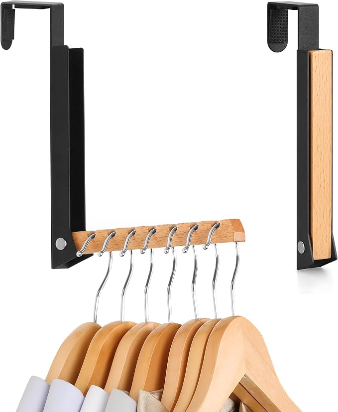 TERRA HOME Over The Door Coat Rack: Portable Folding Travel-Friendly Over The Door Clothes Hanger and Laundry Hanger, Ideal for Compact Spaces and On-The-Go Use - 2PCS (Black)