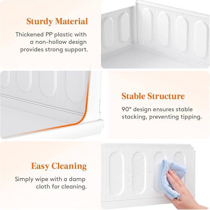 Lifewit 8 Pack Stackable Closet Organizers and Storage Basket for Clothes, Plastic Sweater Storage Bins for Wardrobe, Stacking Clothing Containers for RV, Pantry, Shelf, Kitchen, Dorm, 14" Depth