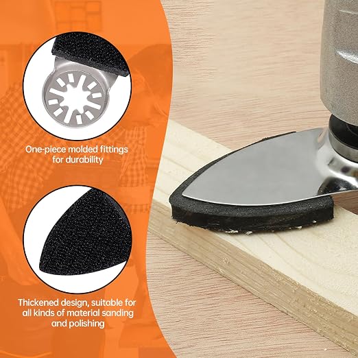 10 Pcs Oscillating Sanding Pad, Triangular Finger Sanding Pads, Finger Sanding Pad for Multi Tool Sanding Attachment Surfaces Polish, Deburring, Mechanical Maintenance Cleaning
