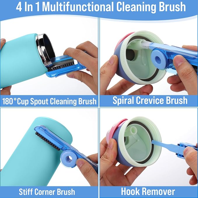 Water Bottle Cleaner Brush Set for Owala 24oz/32oz/40oz Cup,5 Pcs | Multifunctional Bottle Brush and Long Straw Cleaner Brush Set,Cleaning Kit for Owala/Stanley/Yeti Tumbler Cup Accessories