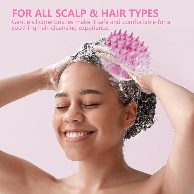 2 in 1 Shower Brush, BEAUTAIL Silicone Body Scrubber & Scalp Massager | Dual-Sided Bath Brush for Deep Cleansing & Dandruff Removal, Gentle Exfoliator for Sensitive Skin, Women, Men & Kids (Lilac)