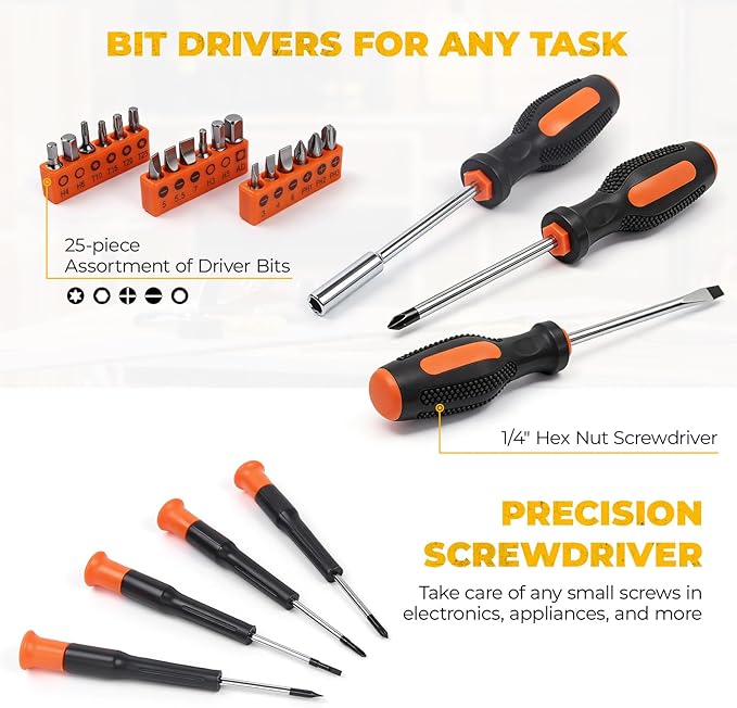 152 Piece Tool Set, Tool Box with 12V Cordless Drill, Home Repair Hand Tool Kit, General Household Drill Set for Homeowner, DIY, Handyman, Women