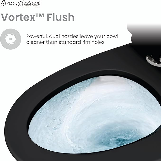 Ivy One Piece Toilet Dual Vortex Flush in Glossy Black 1.1/1.6 gpf