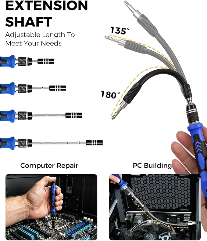 80 IN 1 Professional Computer Repair Tool Kit, Precision Screwdriver Set | Magnetic Screwdriver Set for Laptop, PC, MacBook, Tablet, iPhone, PS4, Electronics, Gamer Tech Gifts for Men (Blue)