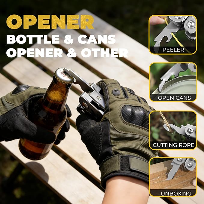21-in-1 Multitool Pliers with Self-Locking, Pocket Knife & Clip | Stainless Steel, Cutters, Glass Breaker, Screwdriver for Outdoor Camping, Survival, DIY, Emergency – Handy Edc Gift for Men