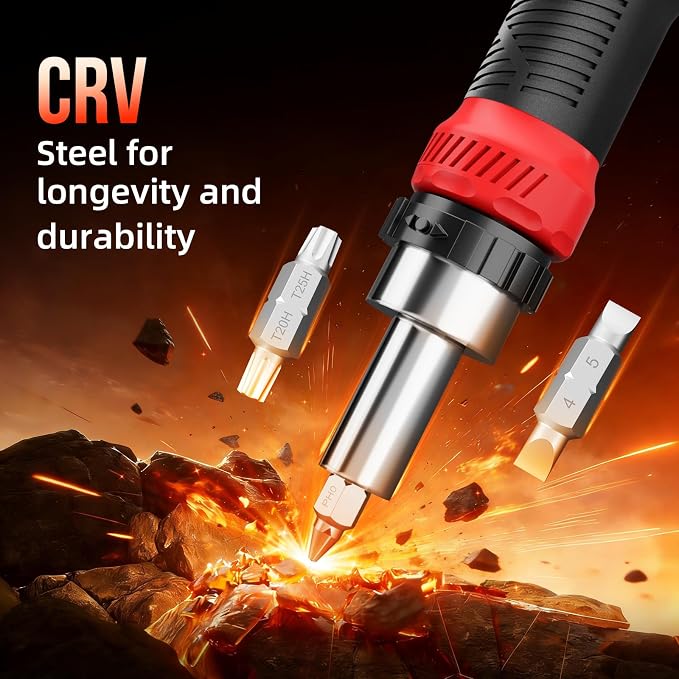 26-in-1 Ratcheting Screwdriver Set Multi Screwdriver Tool Kit | All in 1 Ratchet Screwdriver, 12 Double Ended CRV Bits Phillips Slotted Torx Hex, Portable Tool for Home Bike Computer Repair