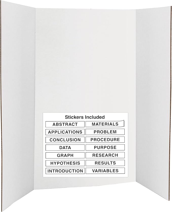 White Tri-Fold Presentation Board 28" X 40" Corrugated Tabletop Display Exhibition Board Lightweight and Portable with Smooth Surface Great for school projects and business presentations - By Emraw