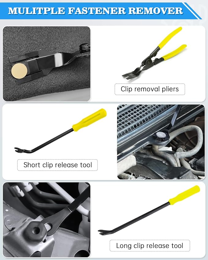 19Pcs Trim Removal Tool,Car Panel Door Audio Trim Removal Tool Kit, Auto Clip Pliers Fastener Remover Pry Tool Set with Storage Bag