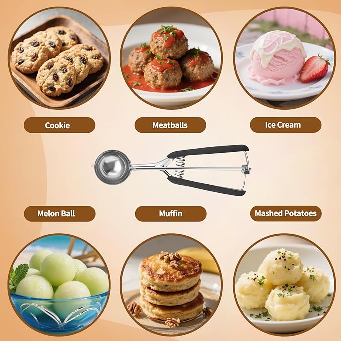 Medium Cookie Scoop 2 Tablespoon, Size #40 Cookie Dough Scoop, 18/8 Stainless Steel Ice Cream Scoop with Comfortable Grip, for Baking Cookies, Muffins, Cupcakes
