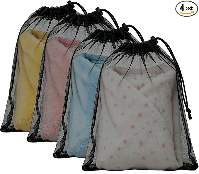 4 Pack Mesh Travel Laundry Bag 16" x 20"Extra Large Dirty Clothes Organizer | Machine Washable Dirty Clothes Organizer with Drawstring and ID Tag, Large Enough to Laundry Essentials forTravel