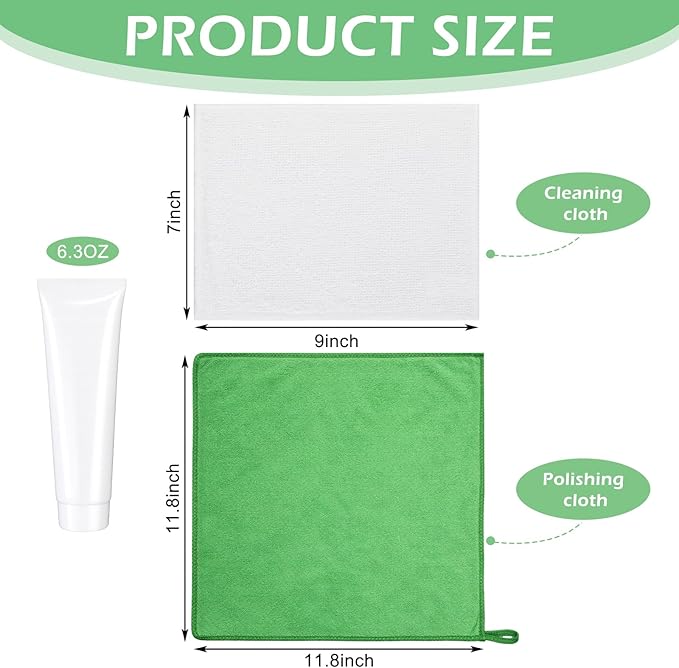 2 Set Iron Cleaner Kit Include 2 Hot Iron Cleaner Soleplate Pastes 2 Cleaning Cloths 2 Polishing Cloths for Cleaning Coating Residue from Soleplates