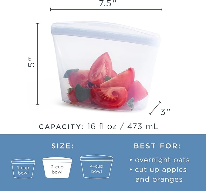 Stasher Premium Reusable Silicone Food Storage Bowl, Lavender, 2-Cup | Food-Safe Silicone, Freezer, Sous Vide, Microwave, Dishwasher, Oven Safe, Meal Prep, Lunch Container, BPA-Free, Eco-Friendly