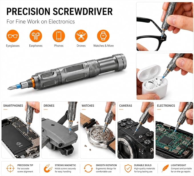 DYLIFE 66 in 1 Magnetic Ratcheting Screwdriver Set with Detachable Handle | S2 Steel Bits, Flexible Shaft for Electronics, Computer, Furniture, Bike, DIY