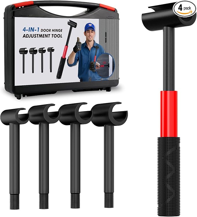 4 in 1 Door Hinge Adjustment Tool Upgraded, Hinge Gap Adjusting Wrench | Door Repair Kit for Residential and Commercial,Hinge Wrench Bender Set with Rubber Grip,Cabinet Alignment Fits 14-25mm Hinges