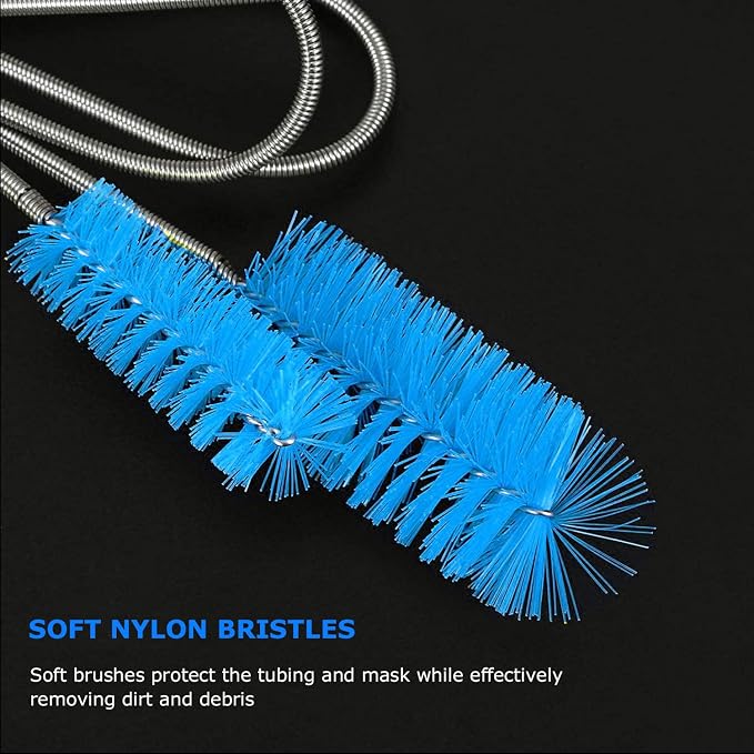 CPAP Tube Cleaning Brush-7 Feet Flexible + 7 Inches Handy Stainless Steel Wire Bristle Brush- Fits for Standard 22mm Diameter Tubing (Blue)