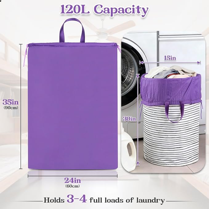 Extra Large Heavy Duty Laundry Bag for Dorm & Family | Tear-resistant 120L hamper liner holds 40lbs. Perfect washable sack for college dorms, laundromats, and seasonal storage